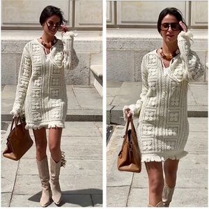 H&M CROCHET-LOOK TUNIC DRESS